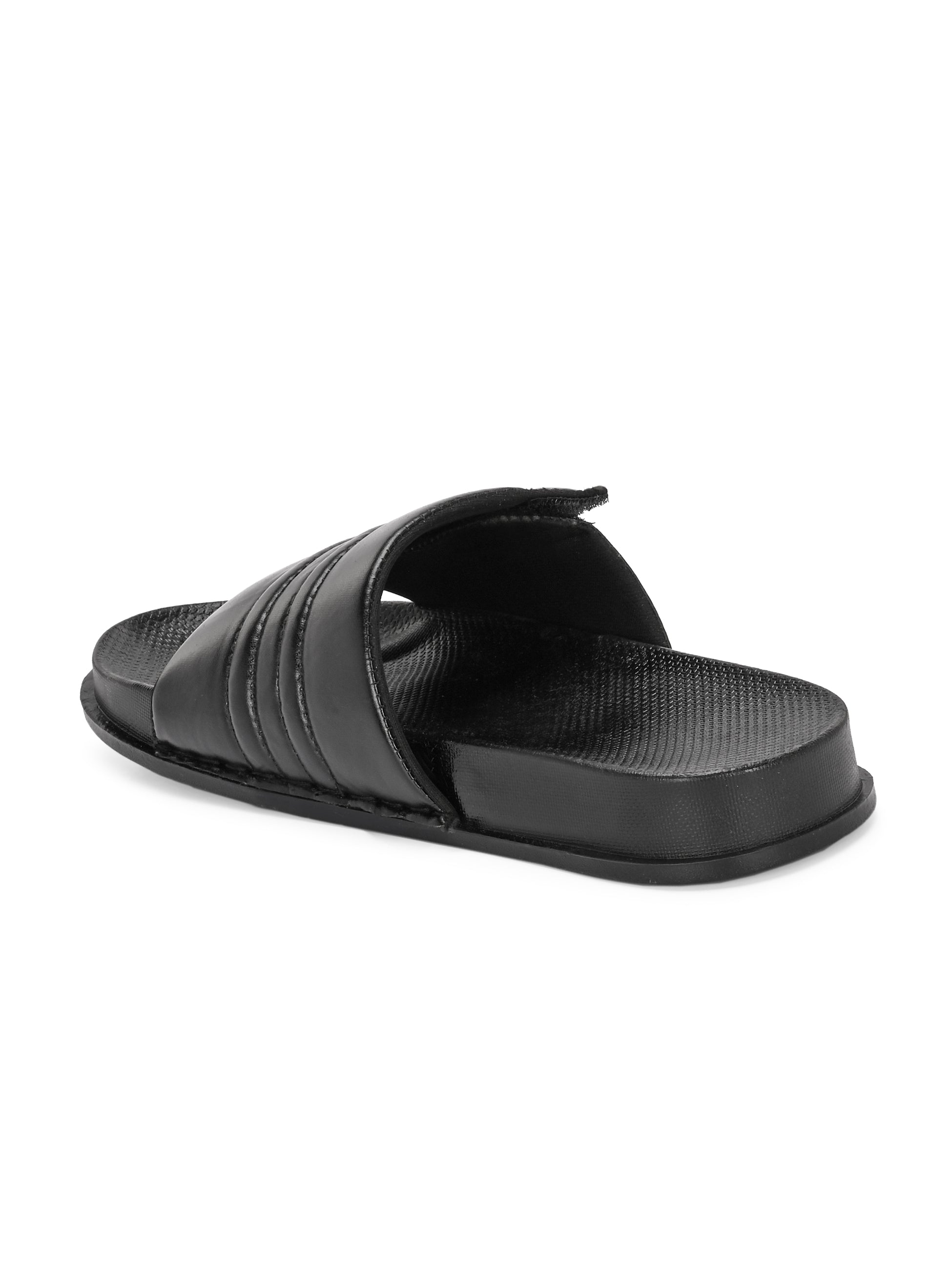 Men's Faux-Leather & Synthetic Sandals - Black
