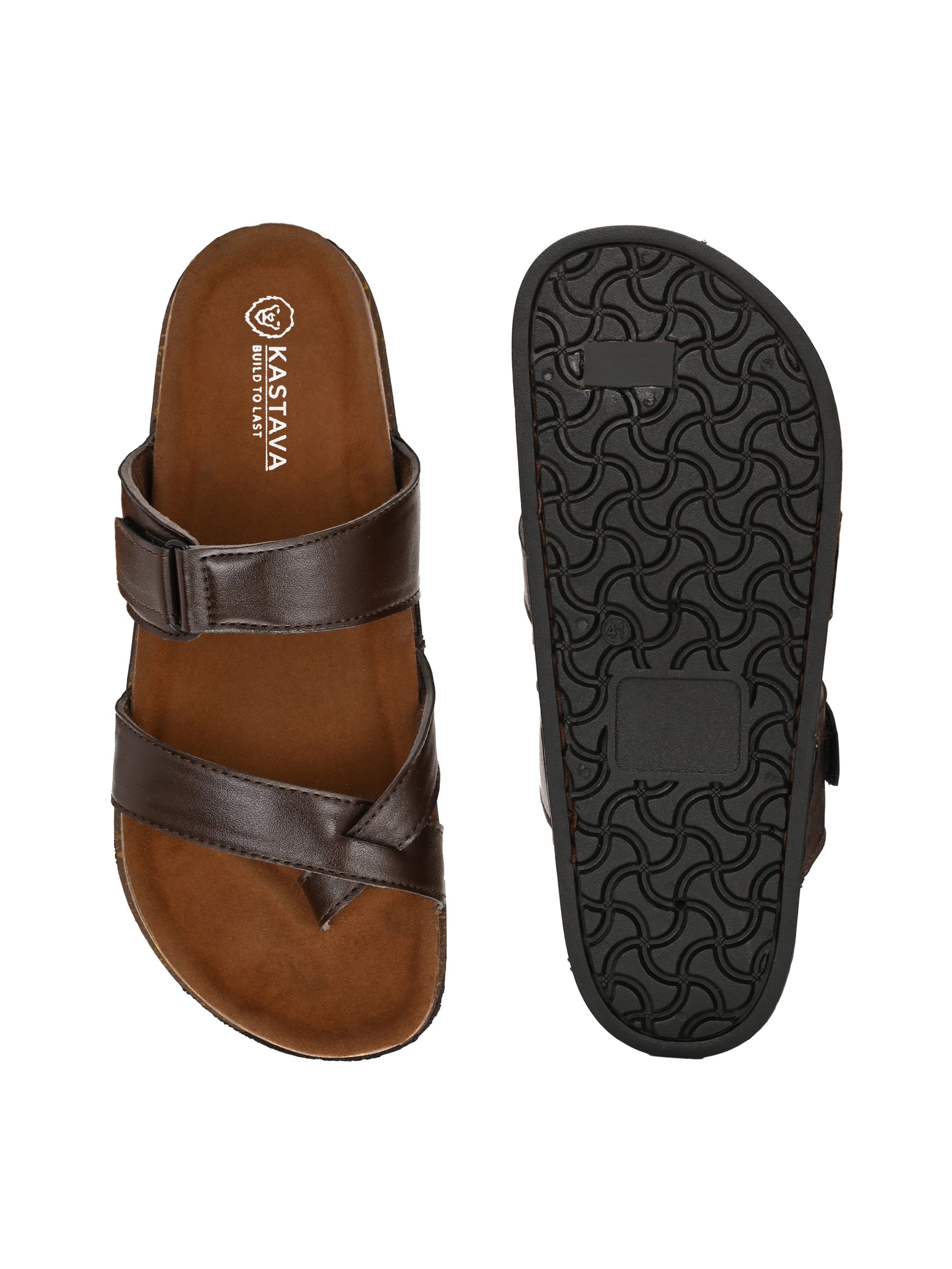 Men's Leather & Synthetic Sandals - Brown