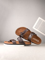 Men's Leather & Synthetic Sandals - Brown