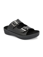 Men's Faux-Leather & Rubber Sandals - Black
