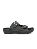 Men's Faux-Leather & Rubber Sandals - Black