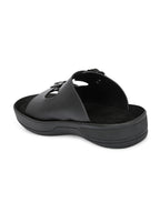 Men's Faux-Leather & Rubber Sandals - Black