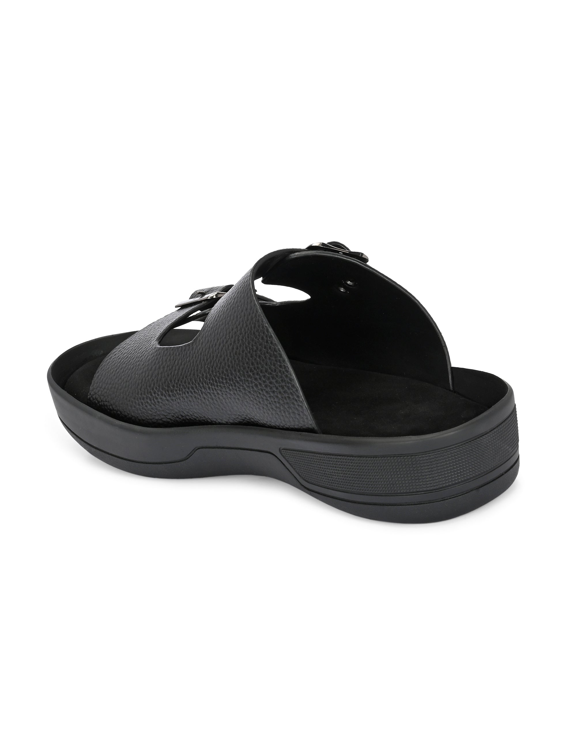 Men's Faux-Leather & Rubber Sandals - Black