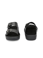 Men's Faux-Leather & Rubber Sandals - Black