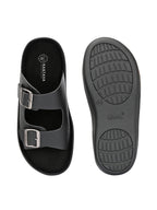 Men's Faux-Leather & Rubber Sandals - Black