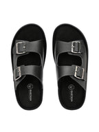 Men's Faux-Leather & Rubber Sandals - Black