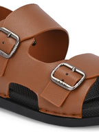Men's Leather & Rubber Sandals - Brown