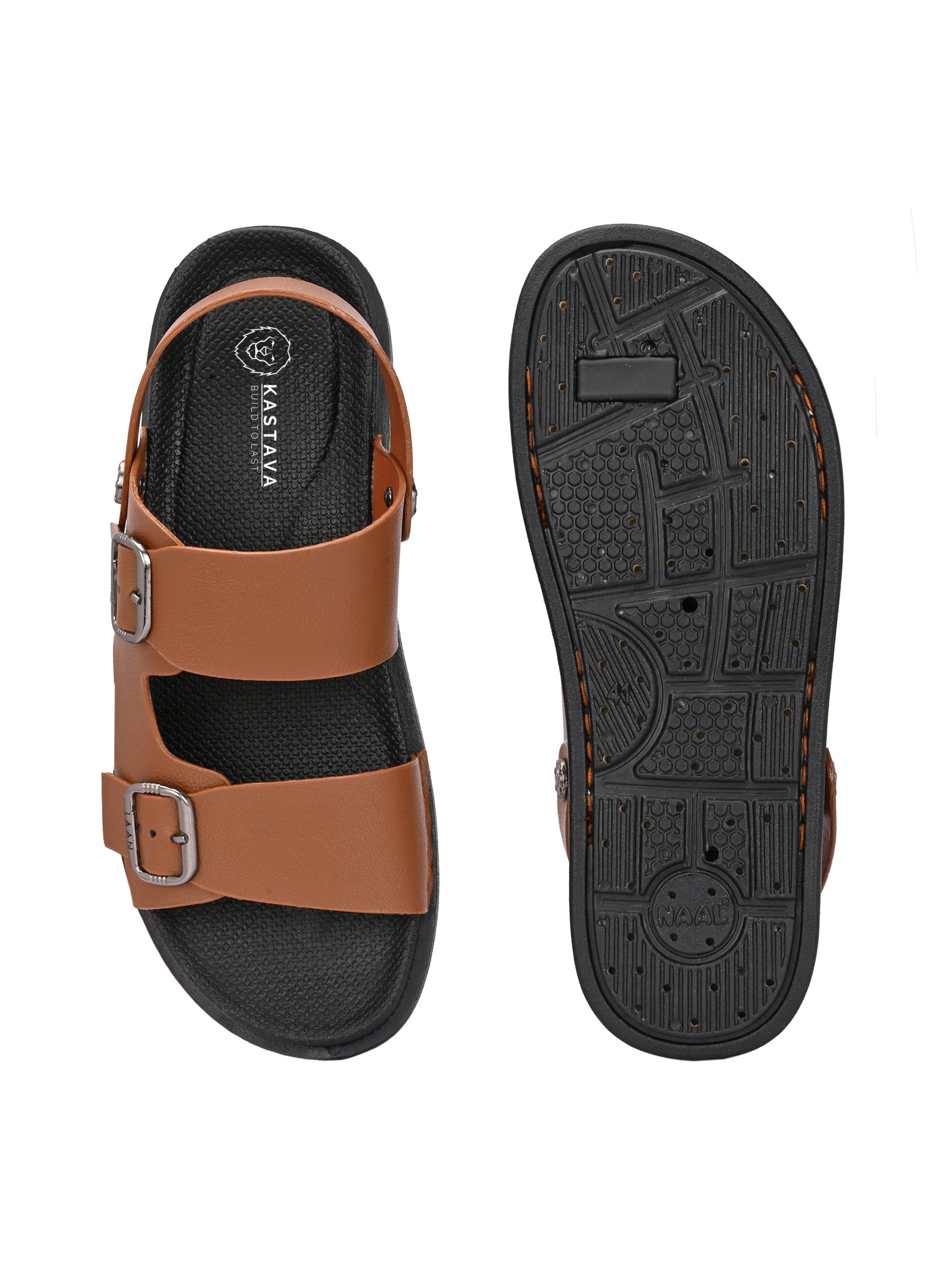 Men's Leather & Rubber Sandals - Brown